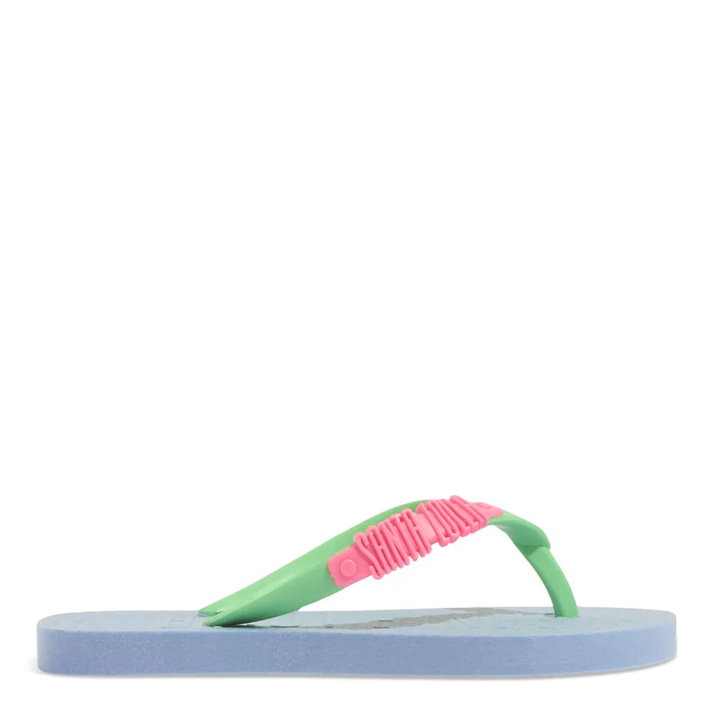 Chinelo Flip Flop Infantil Borracha Azul Tira Verde - vista 1 de 4