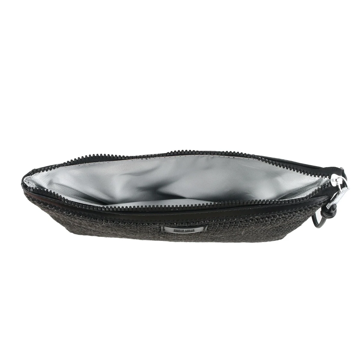 Clutch Grande Palha Tramado Preta - vista 5 de 6