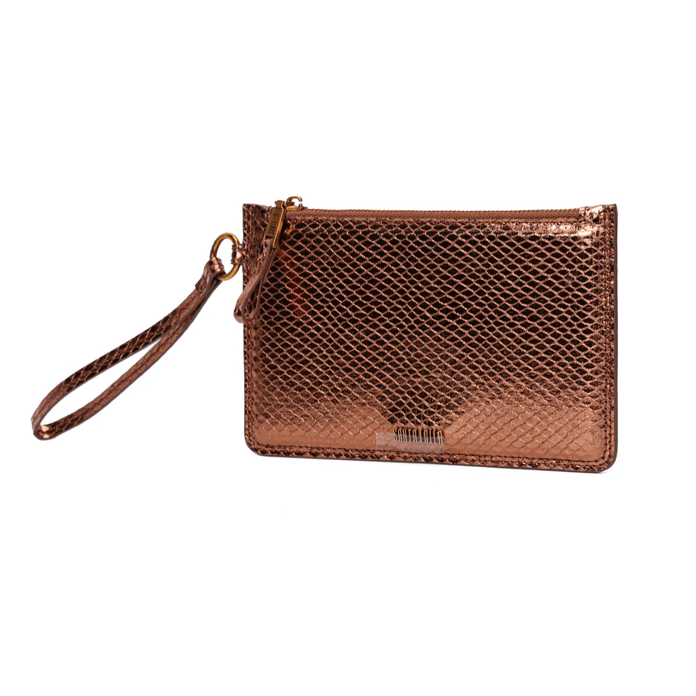 Clutch Bronze Metalizado Cobra Alça De Mão - vista 2 de 7