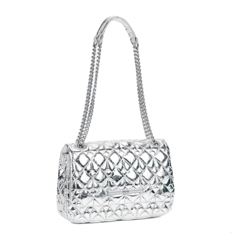 Bolsa Prata Crinkle Metalizado Alça Corrente - vista 2 de 7