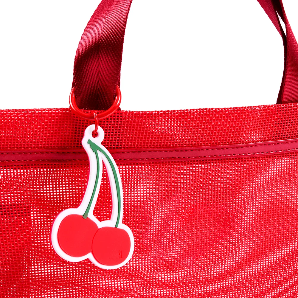 Bolsa Tela Cereja Vermelha Alça De Mão - vista 4 de 4