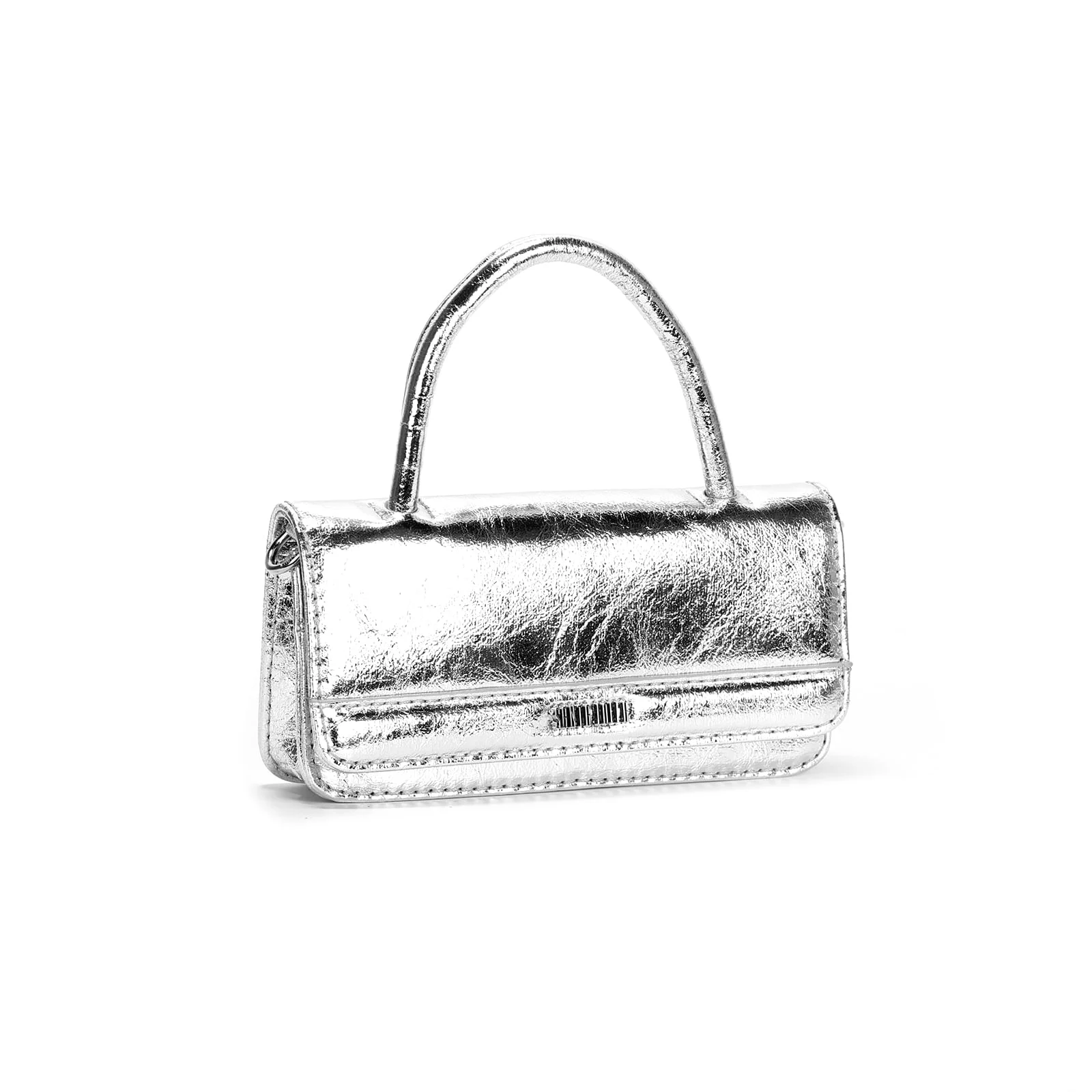 Bolsa Carteira Metal Crinkle Prata Duas Alças - vista 2 de 3