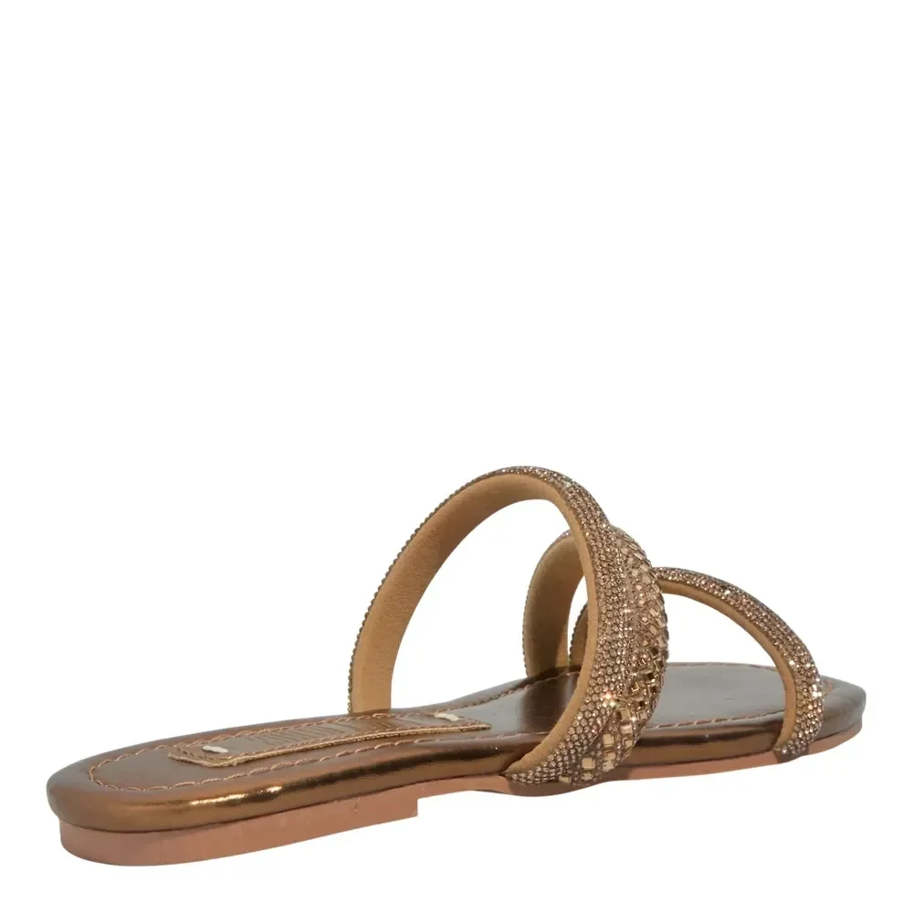 Rasteira Metallic Soft Bronze Strass Brilho - vista 3 de 4