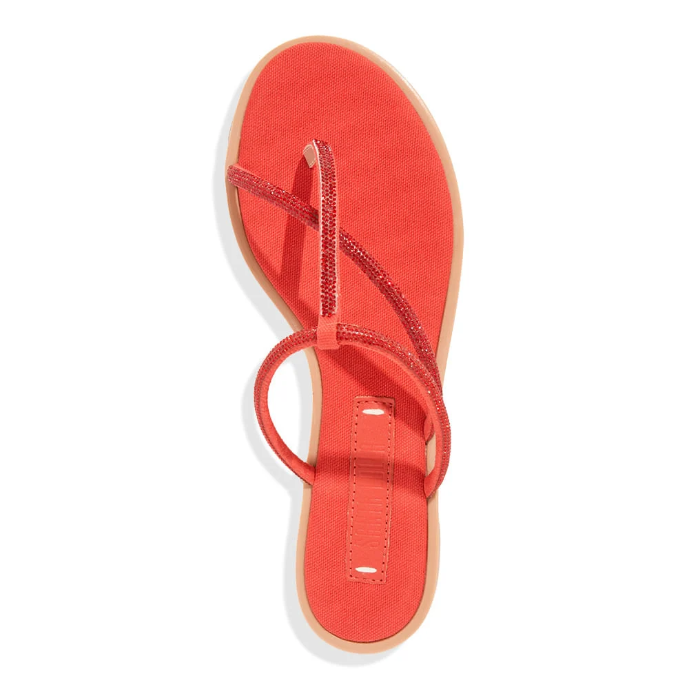 Rasteira Tiras Brilhos Vermelho - vista 3 de 4
