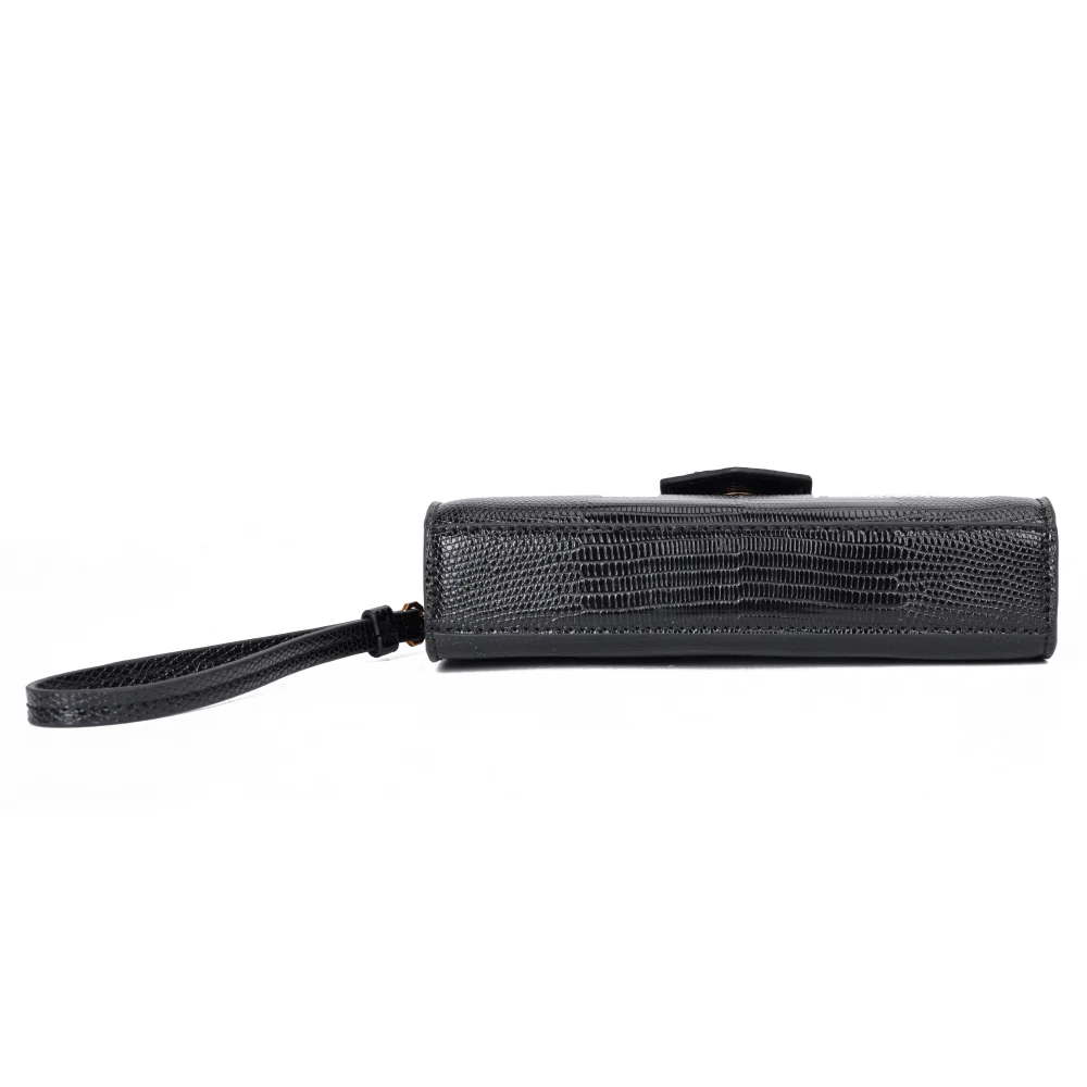 Bolsa Carteira Lizard Preta Alça De Ombro - vista 5 de 7