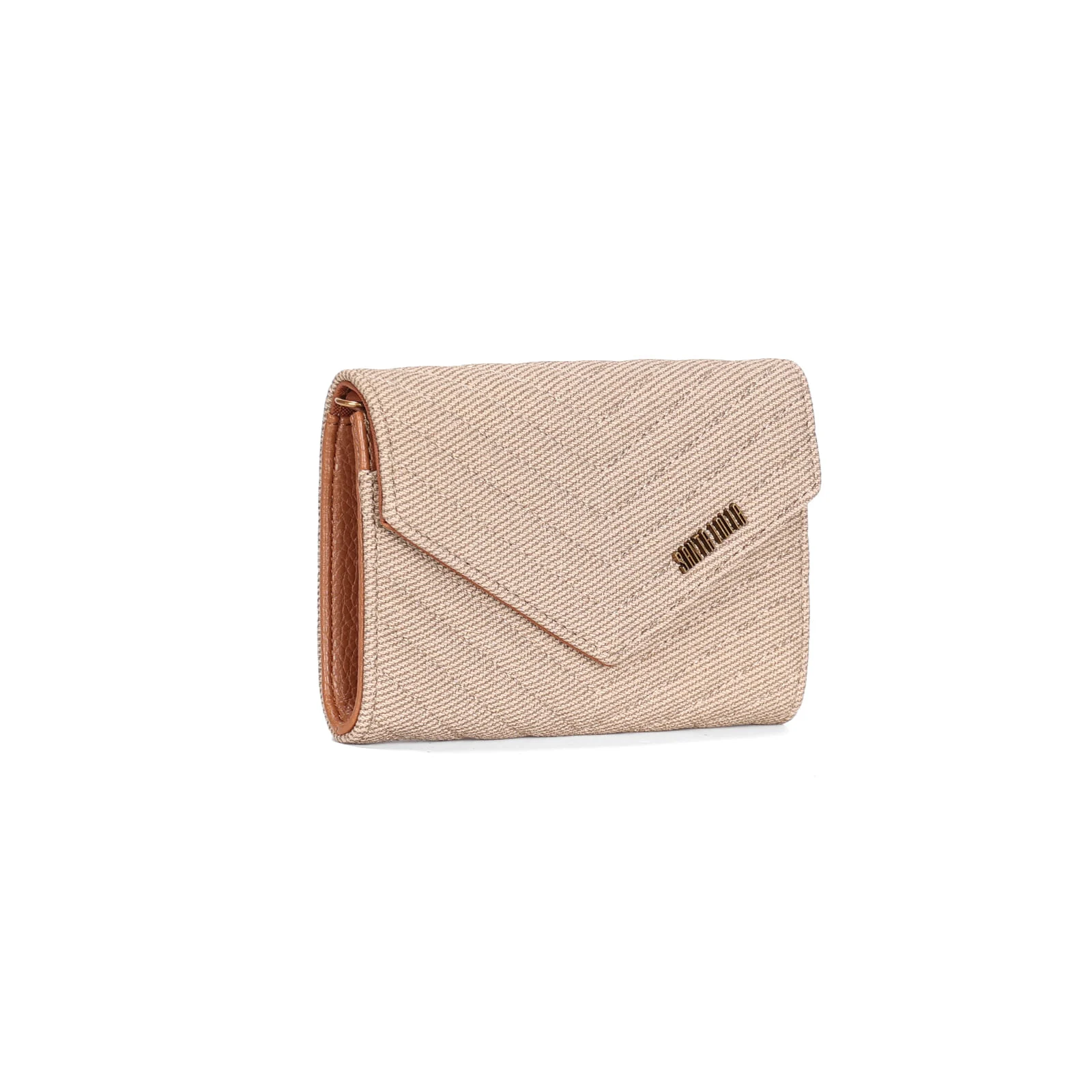 Bolsa Carteira Pequena Canvas Bege Alça Transversal - vista 2 de 3