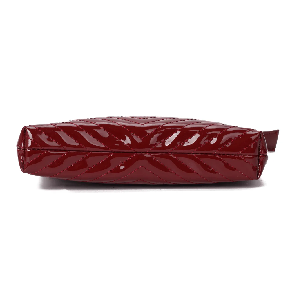 Bolsa Clutch Verniz Vermelho  Merlot Alça Transversal - vista 6 de 7