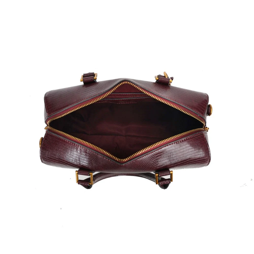Bolsa Bau Lizard Vermelho Merlot Alça Transversal - vista 4 de 4