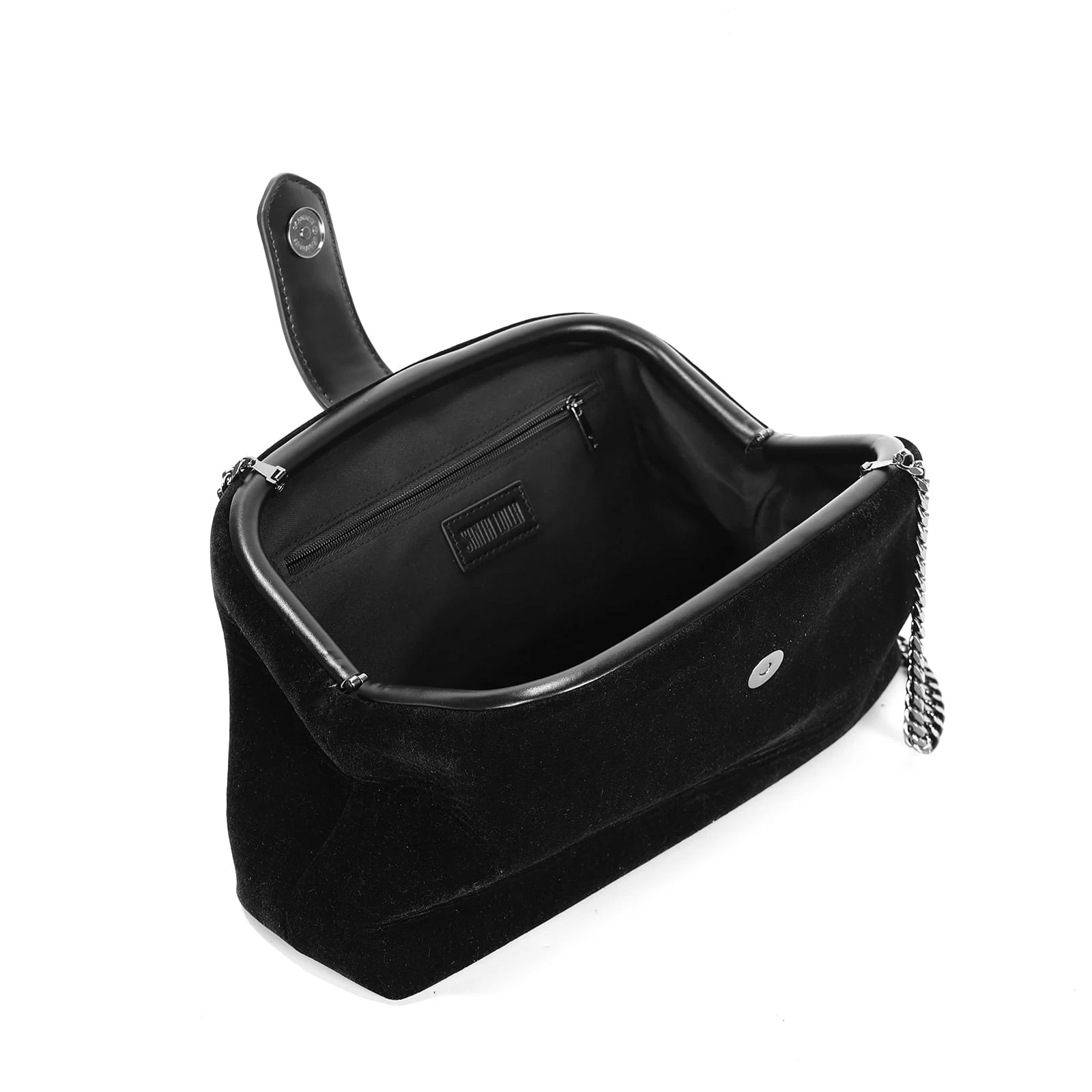 Bolsa Clutch Veludo Preta Alça De Ombro - vista 3 de 3