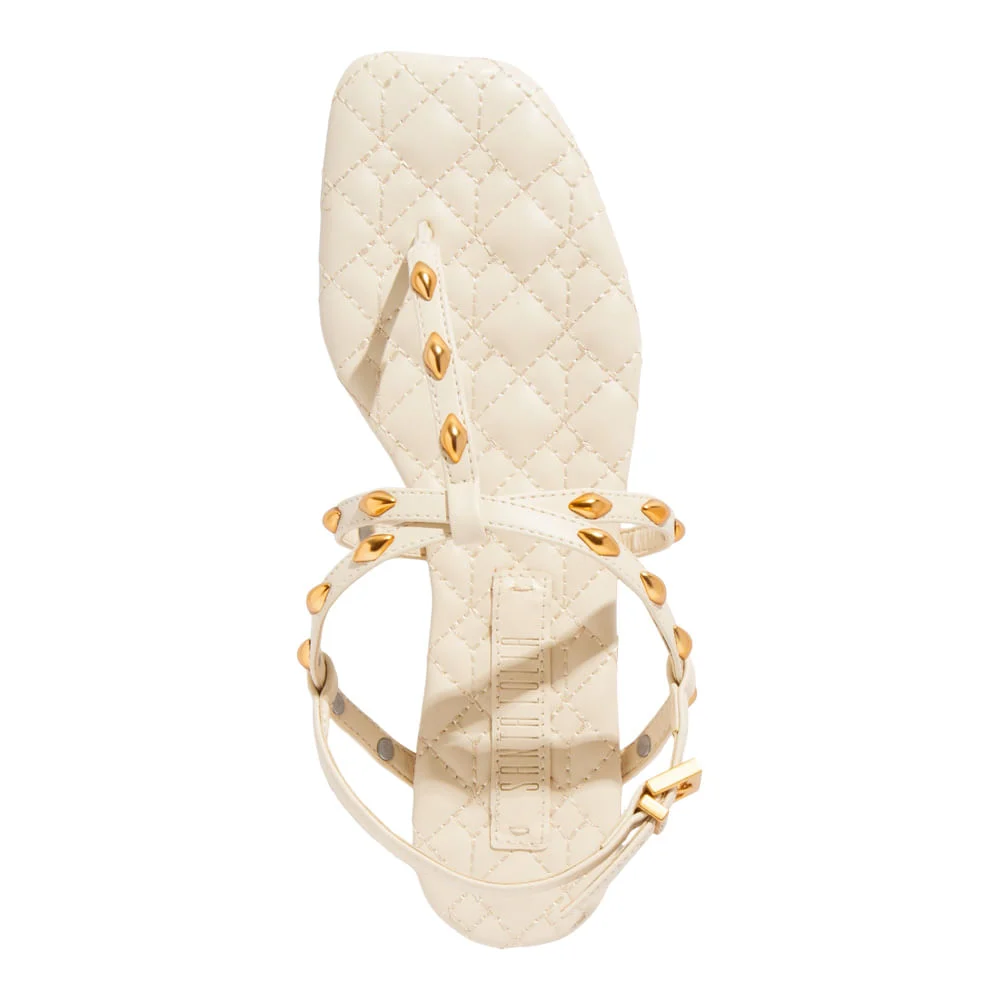 Rasteira Matelassê  Napa Soft Off White Bico Quadrado - vista 4 de 4