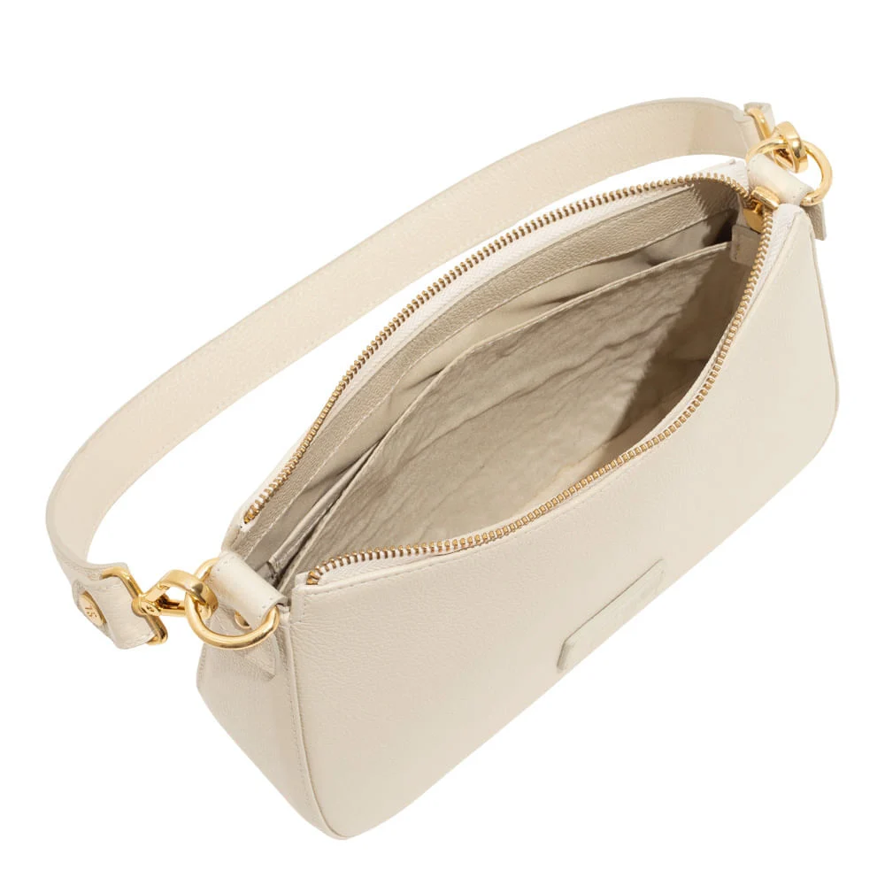 Bolsa Baguete Média Couro Floater Off White - vista 3 de 3