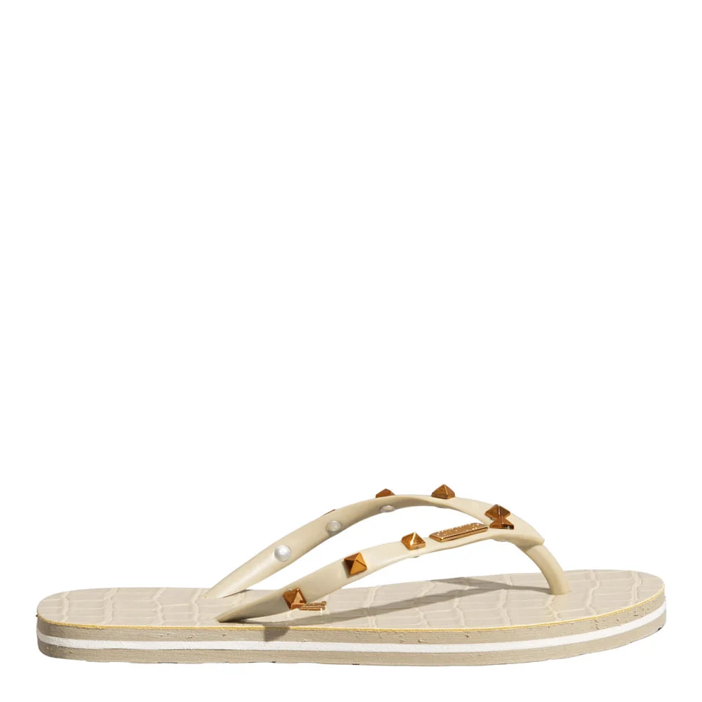 Chinelo Flip Flop Verniz Tachas Spike Off White - vista 1 de 4