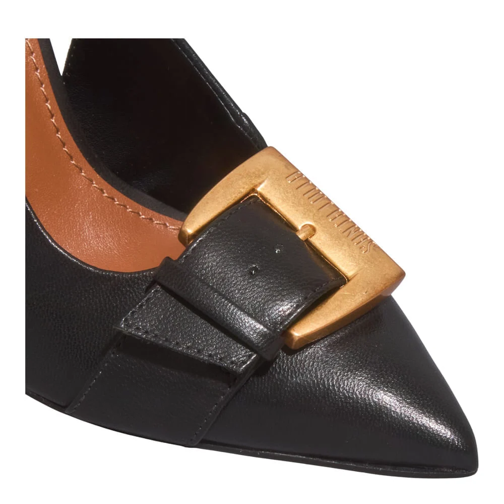 Scarpin Couro Pelica Soft Preto Amarração - vista 3 de 4
