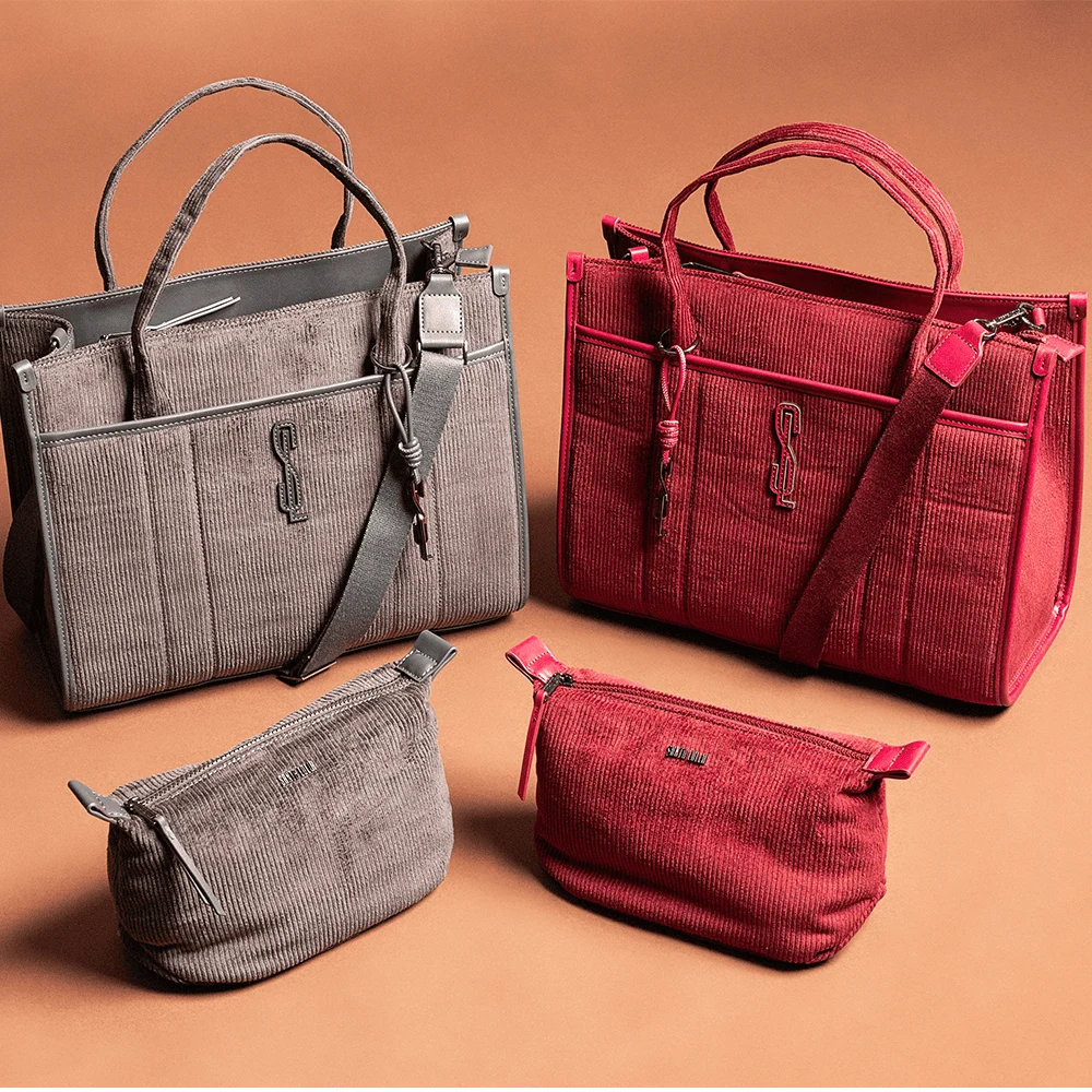 Bolsa Veludo Cinza Alça Dupla - vista 8 de 9