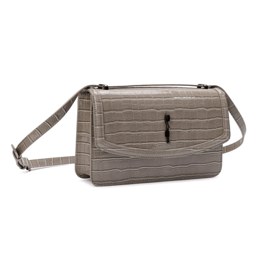 Bolsa Croco Alça Transversal Cinza - vista 2 de 7