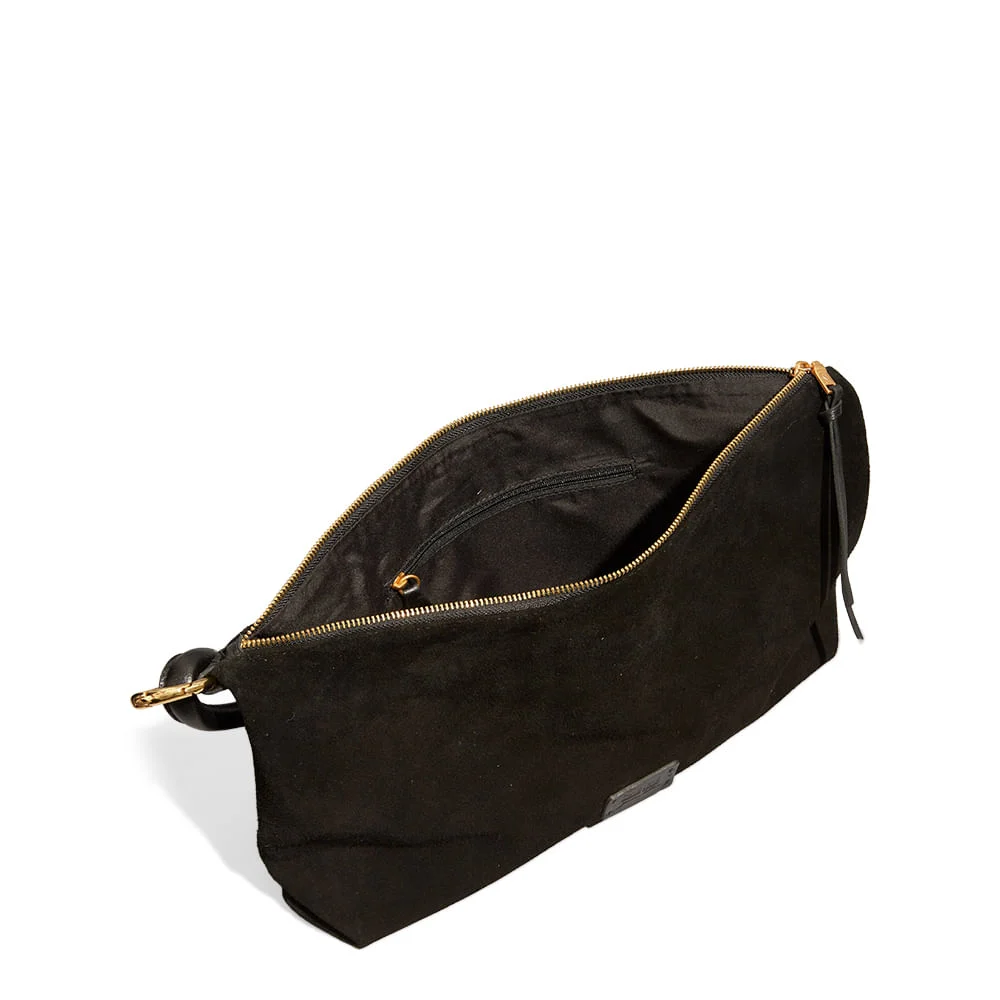 Bolsa Couro Camurça Preta Alça De Ombro - vista 3 de 3