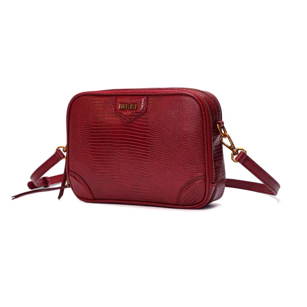 Bolsa Pequena Material Lizard Vermeha Alça Transversal - vista 2 de 6
