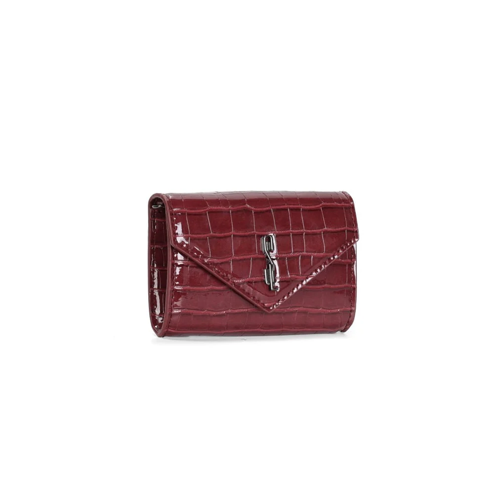 Bolsa Carteira Pequena Croco Vermelho Ruby Alça Transversal - vista 2 de 3