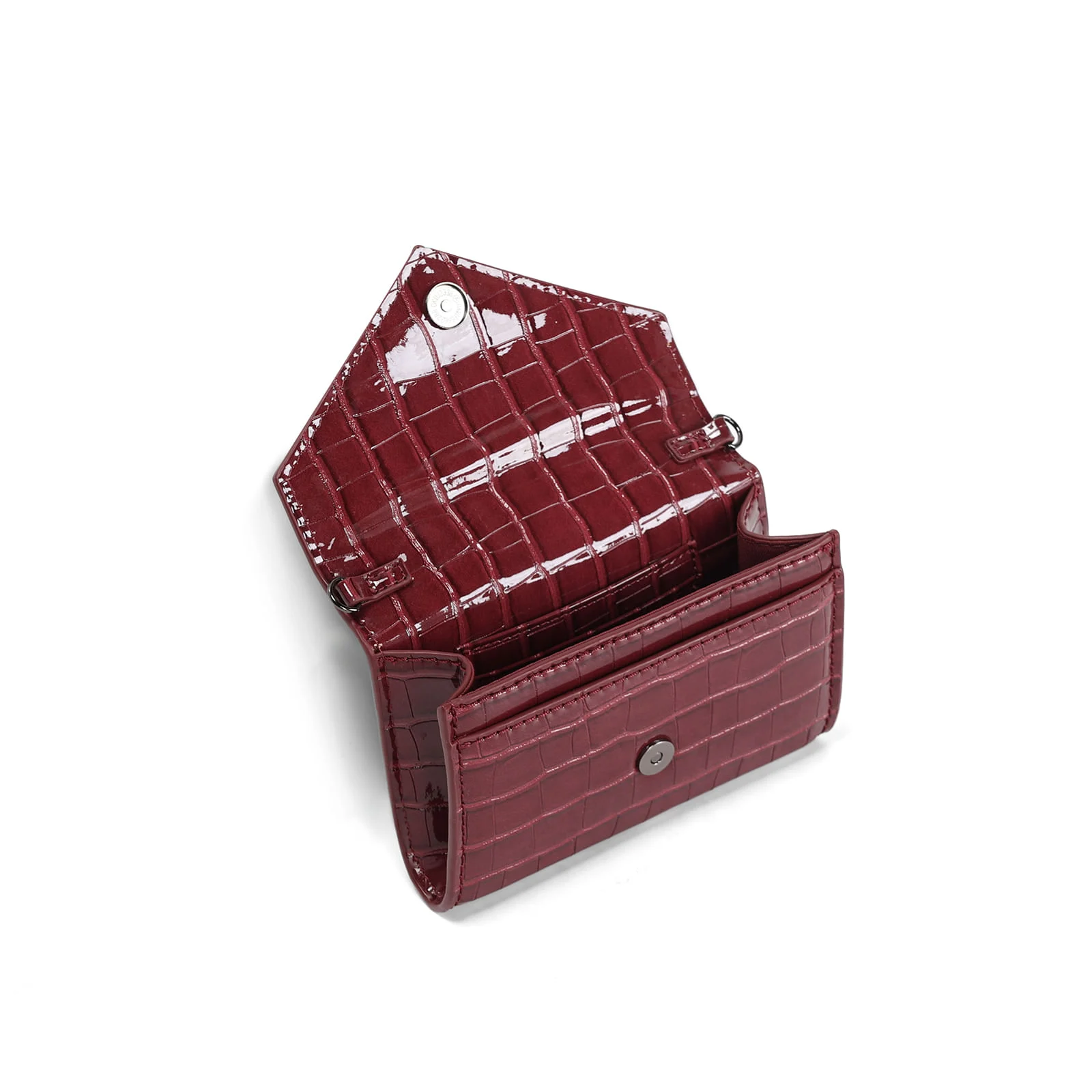 Bolsa Carteira Pequena Croco Vermelho Ruby Alça Transversal - vista 3 de 3