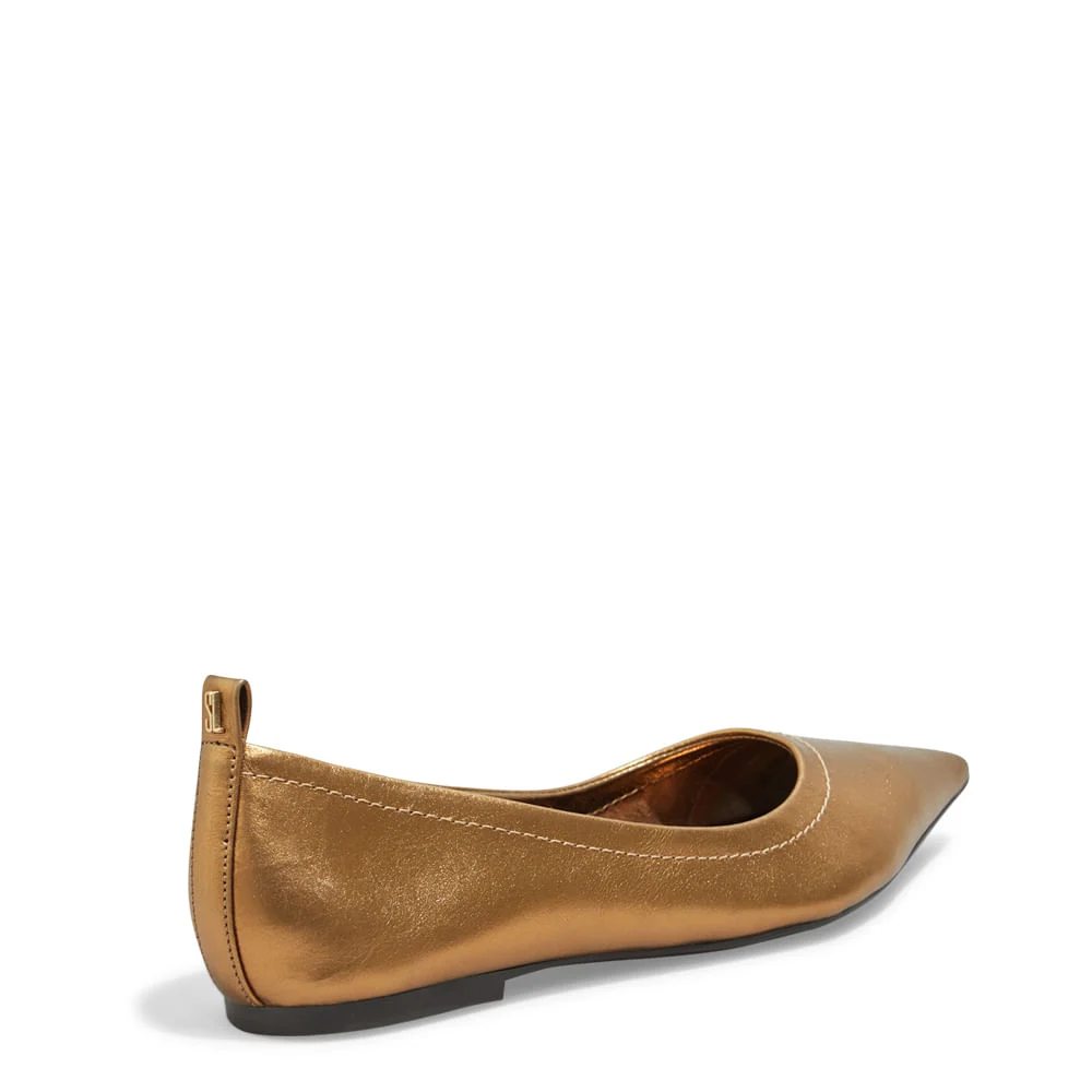 Sapatilha Couro Metalizado Bronze Bico Fino - vista 3 de 4