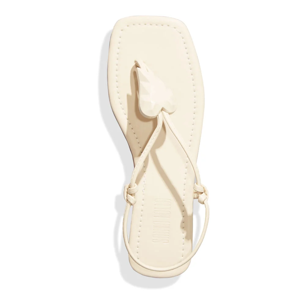 Sandália Rasteira Napa Soft Creme Bico Quadrado - vista 5 de 5