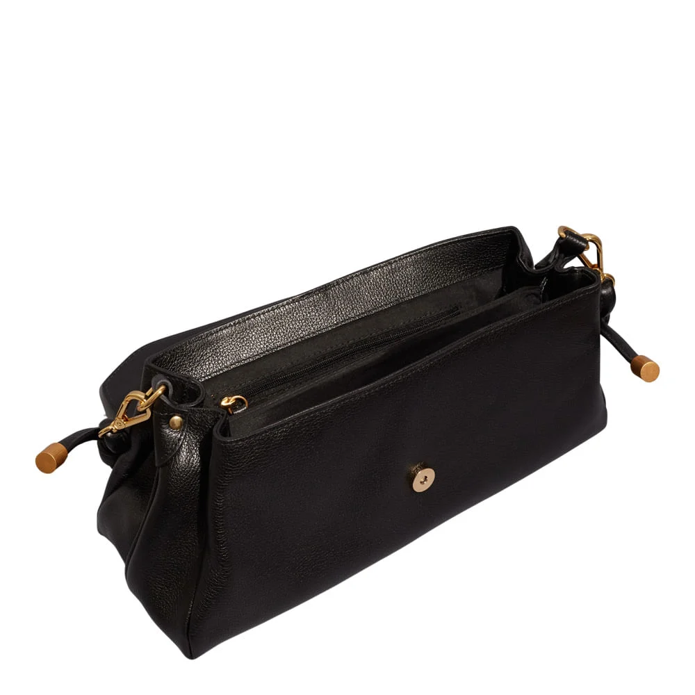 Bolsa Pequena Couro Floater Preta Alça De Ombro - vista 3 de 3