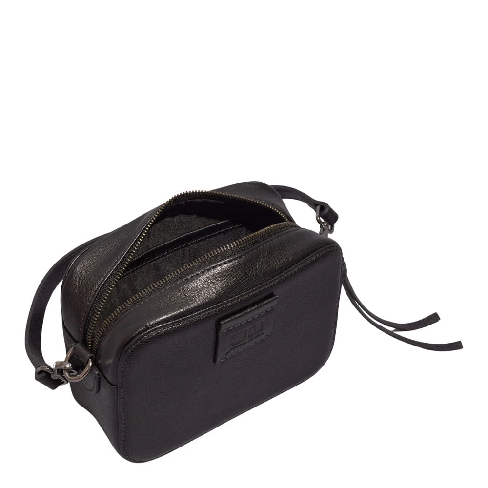 Bolsa Pequena Couro Floater Preto Alça Transversal - vista 3 de 3