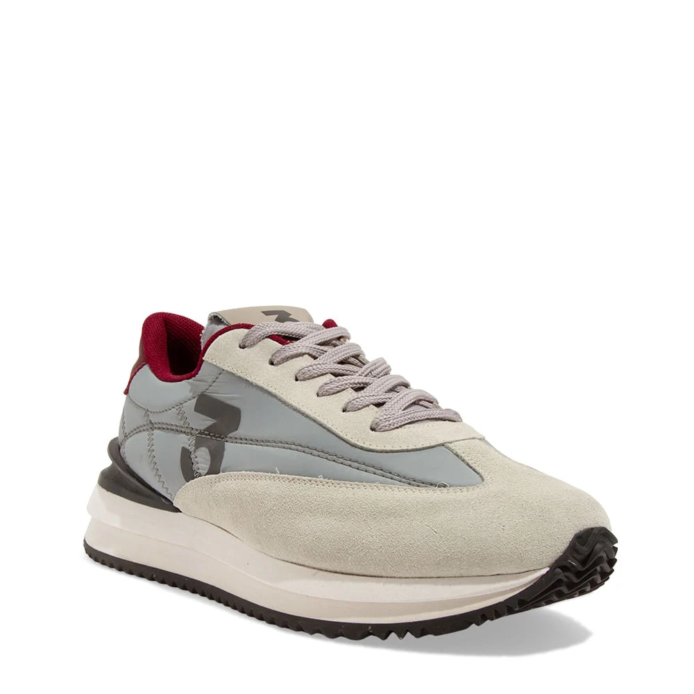 Tênis Jogger Masculino Couro Camurça Cinza - vista 2 de 4