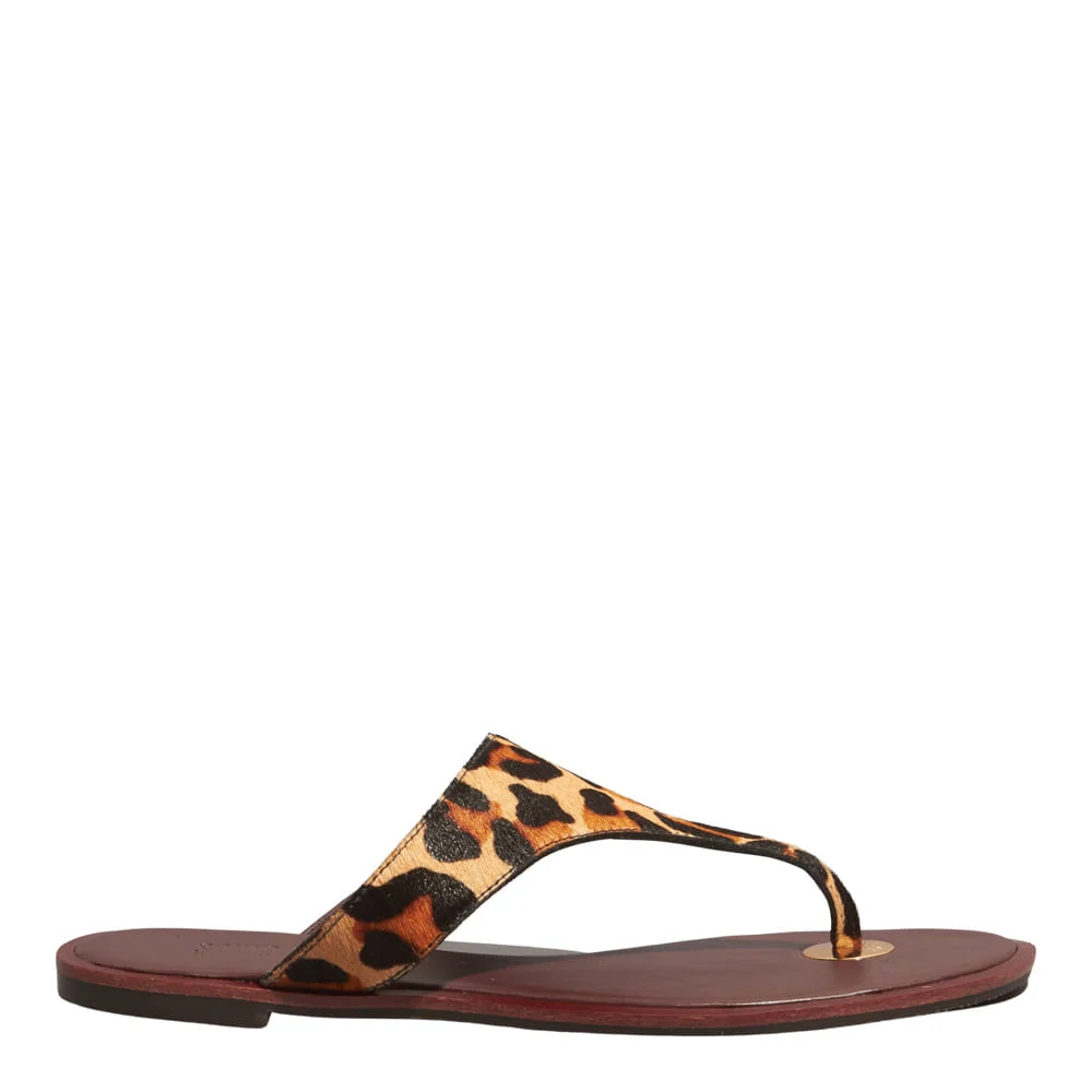 Rasteira Tira Dedo Couro Estampa Animal Print Onça - vista 1 de 5