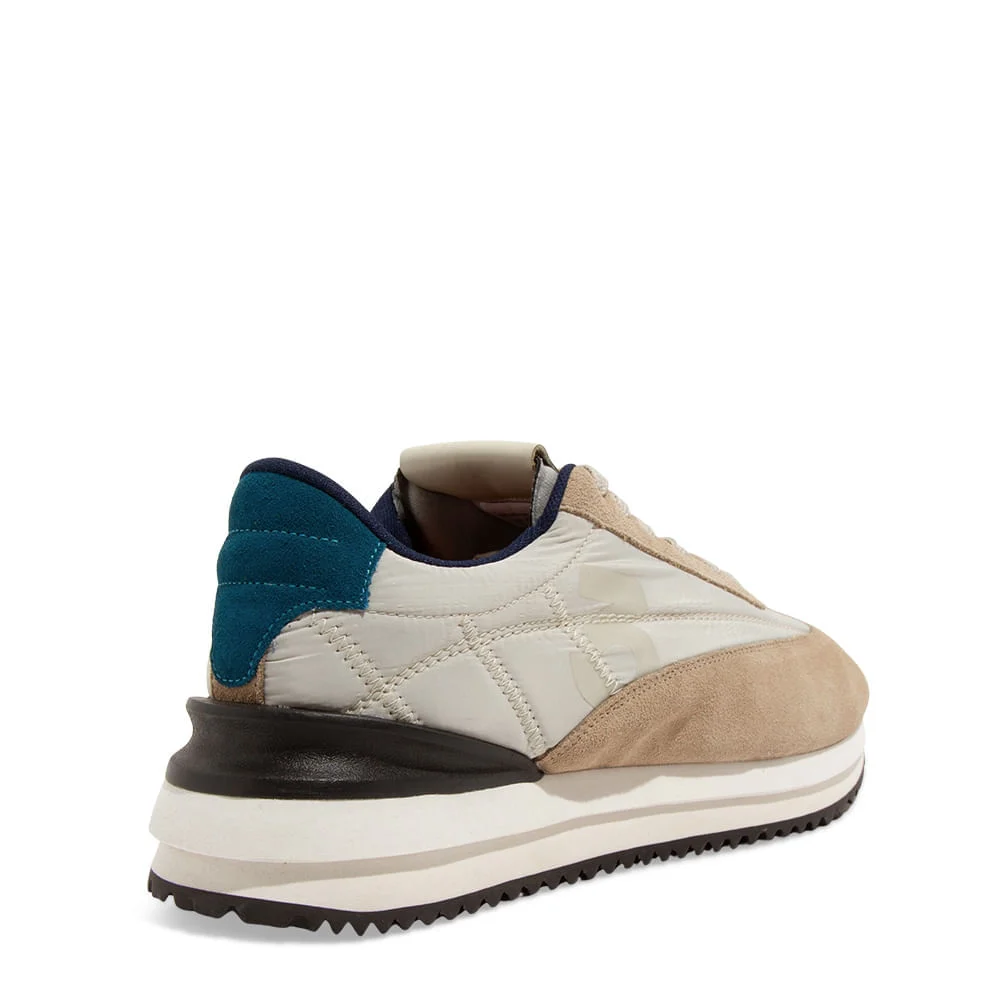 Tênis Jogger Masculino Couro Camurça Bege - vista 3 de 4