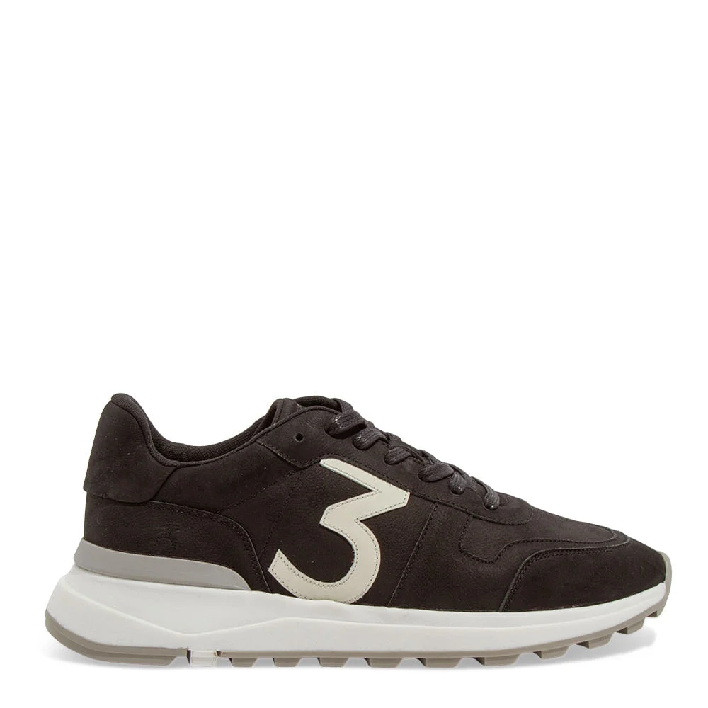 Tênis Jogger Masculino Couro Selaria Preto - vista 1 de 4