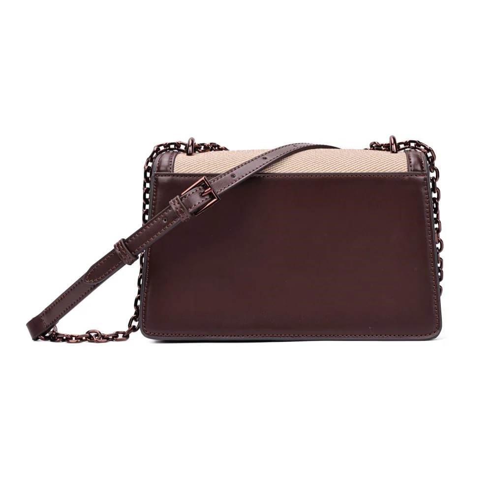 Bolsa Material Canvas Marrom Dark Alça Transversal - vista 5 de 7