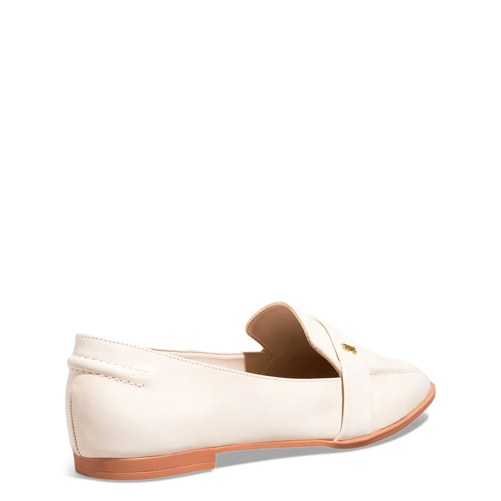 Mocassim Couro Nobre Soft Bico Quadrado Off White - vista 3 de 4