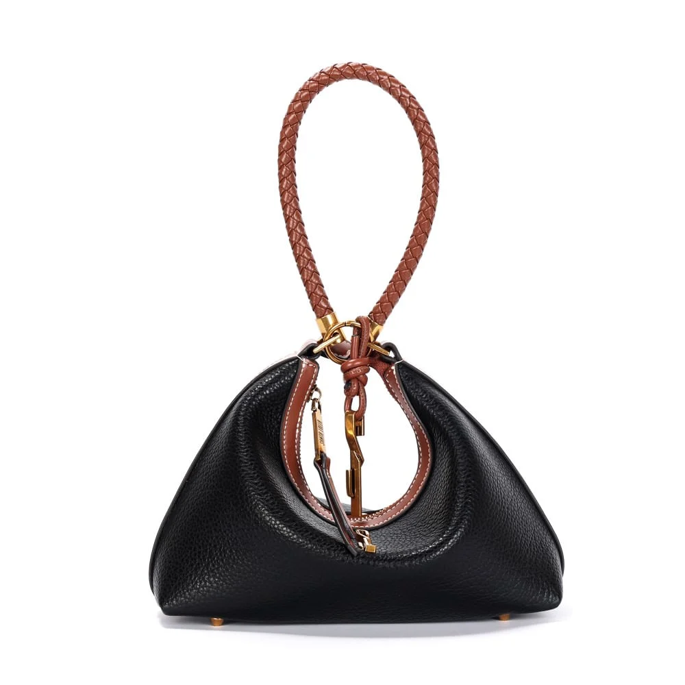 Bolsa Baguete Pequena Floater Preto E Marrom - vista 2 de 3