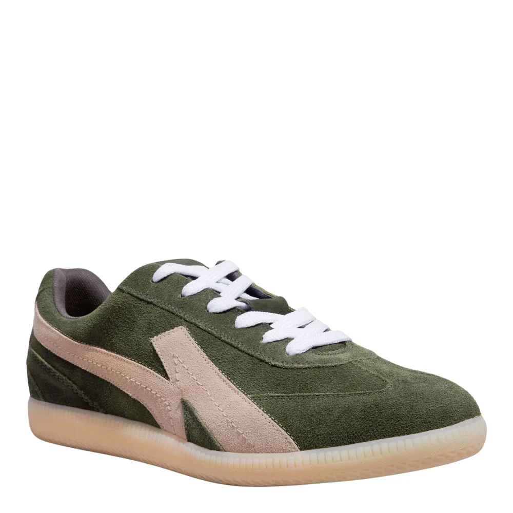 Tênis Masculino Couro Camurça Verde Musgo - vista 2 de 5