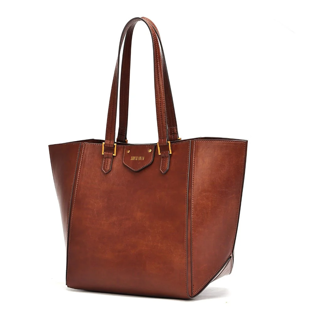 Bolsa Grande Material Rustico Marrom Alça Ombro - vista 4 de 9