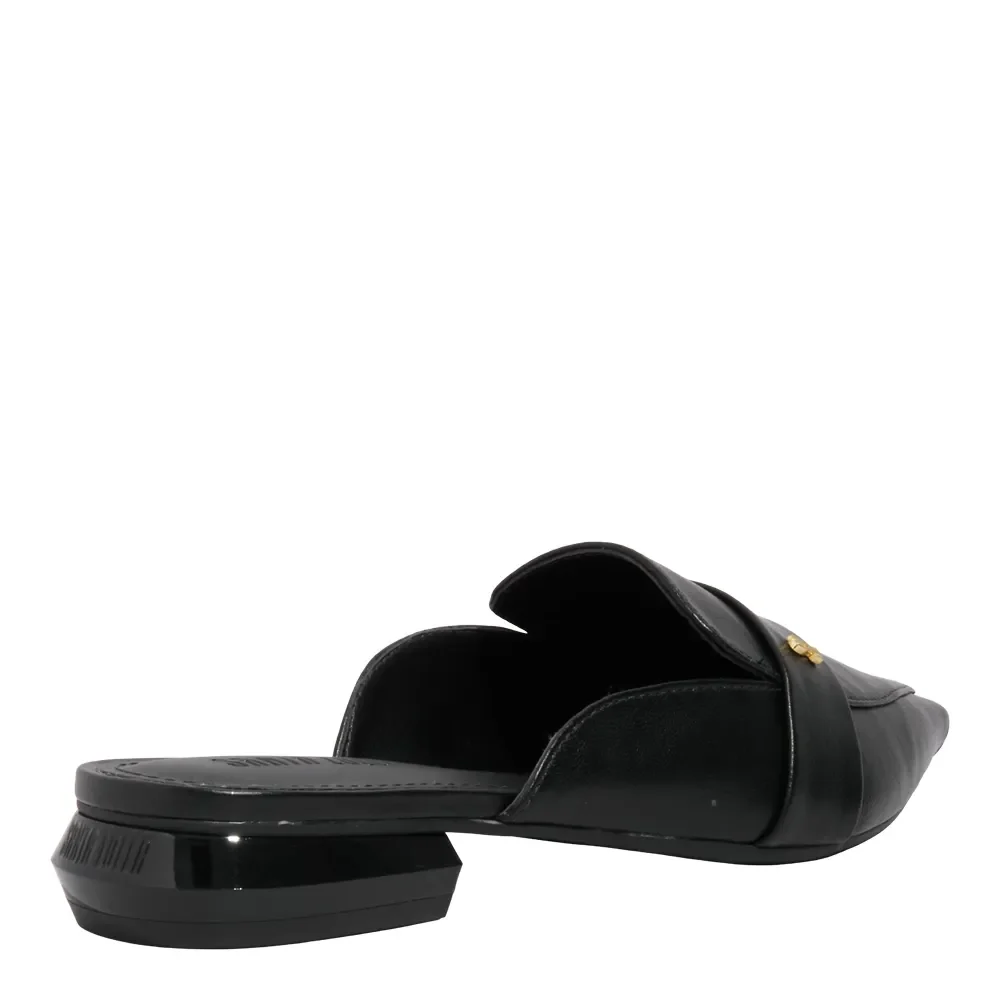 Mocassim Mule Napa Madri Bico Fino Preto - vista 3 de 5