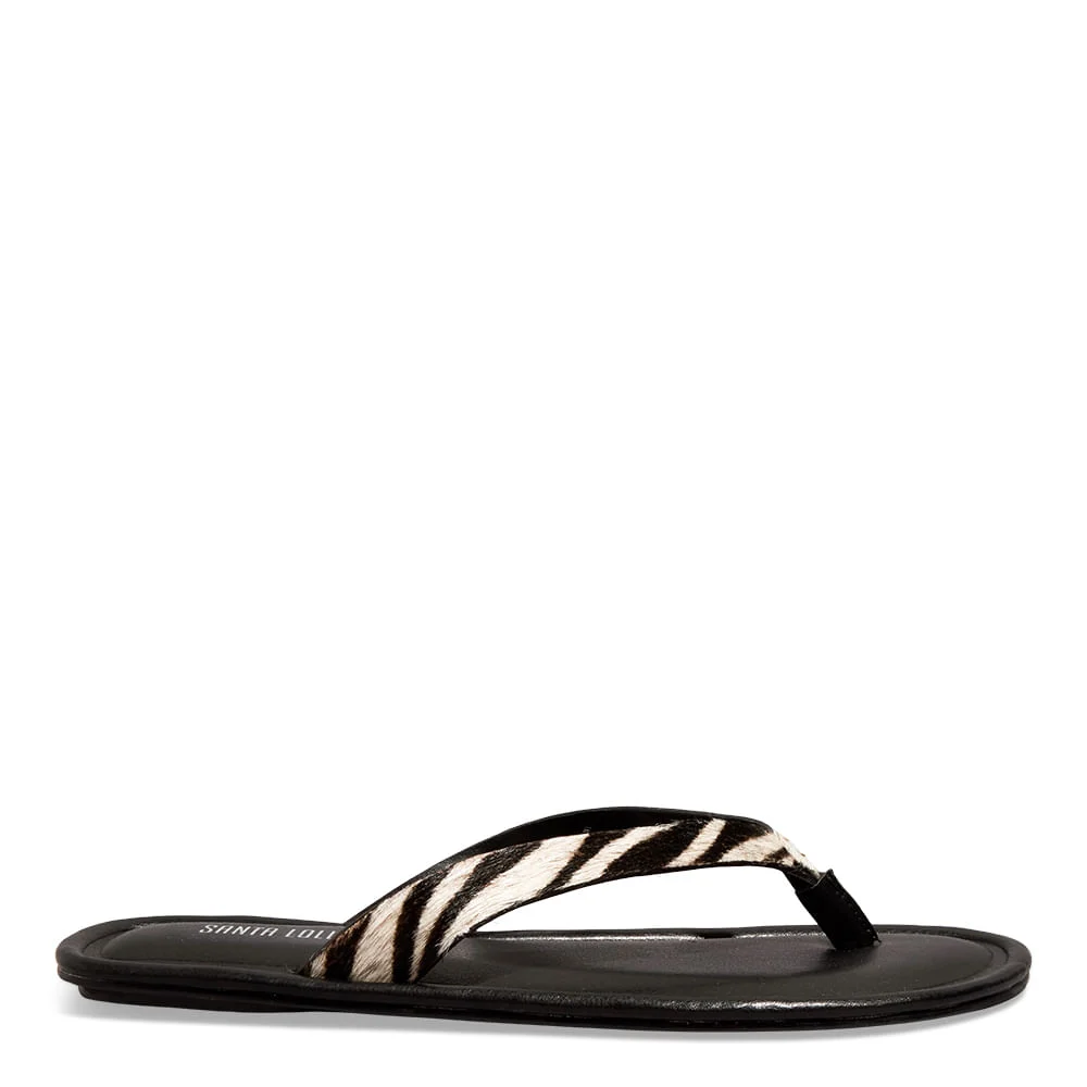 Rasteira Couro Pelo Estampa Zebra Pb - vista 2 de 5