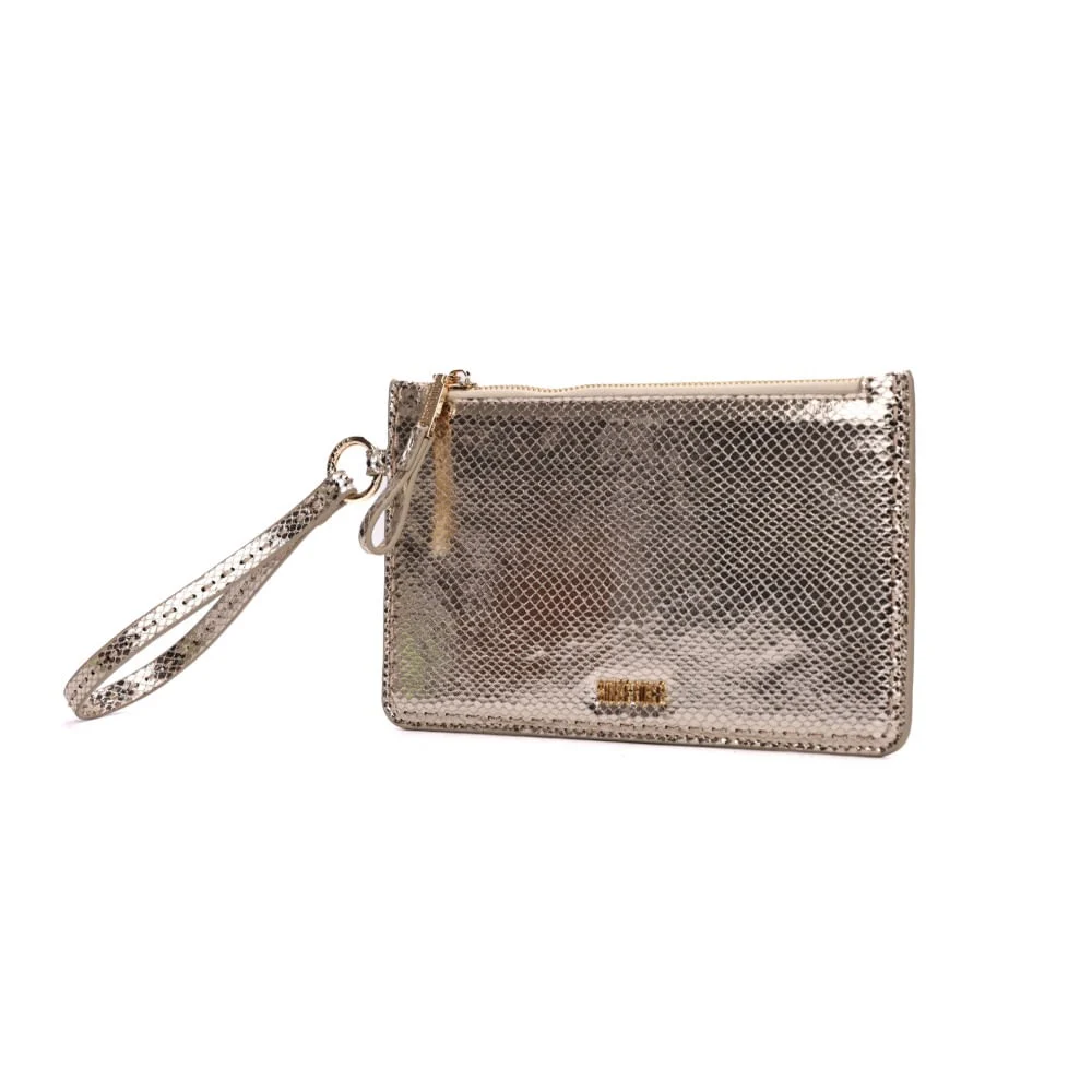 Clutch Metalizada Alça De Mão Dourada - vista 2 de 6
