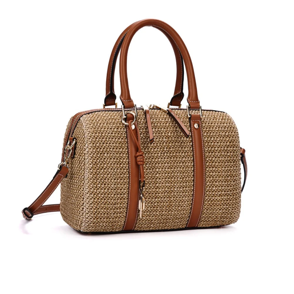 Bolsa Baú Gramde Palha Bege Sand Transversal - vista 2 de 7