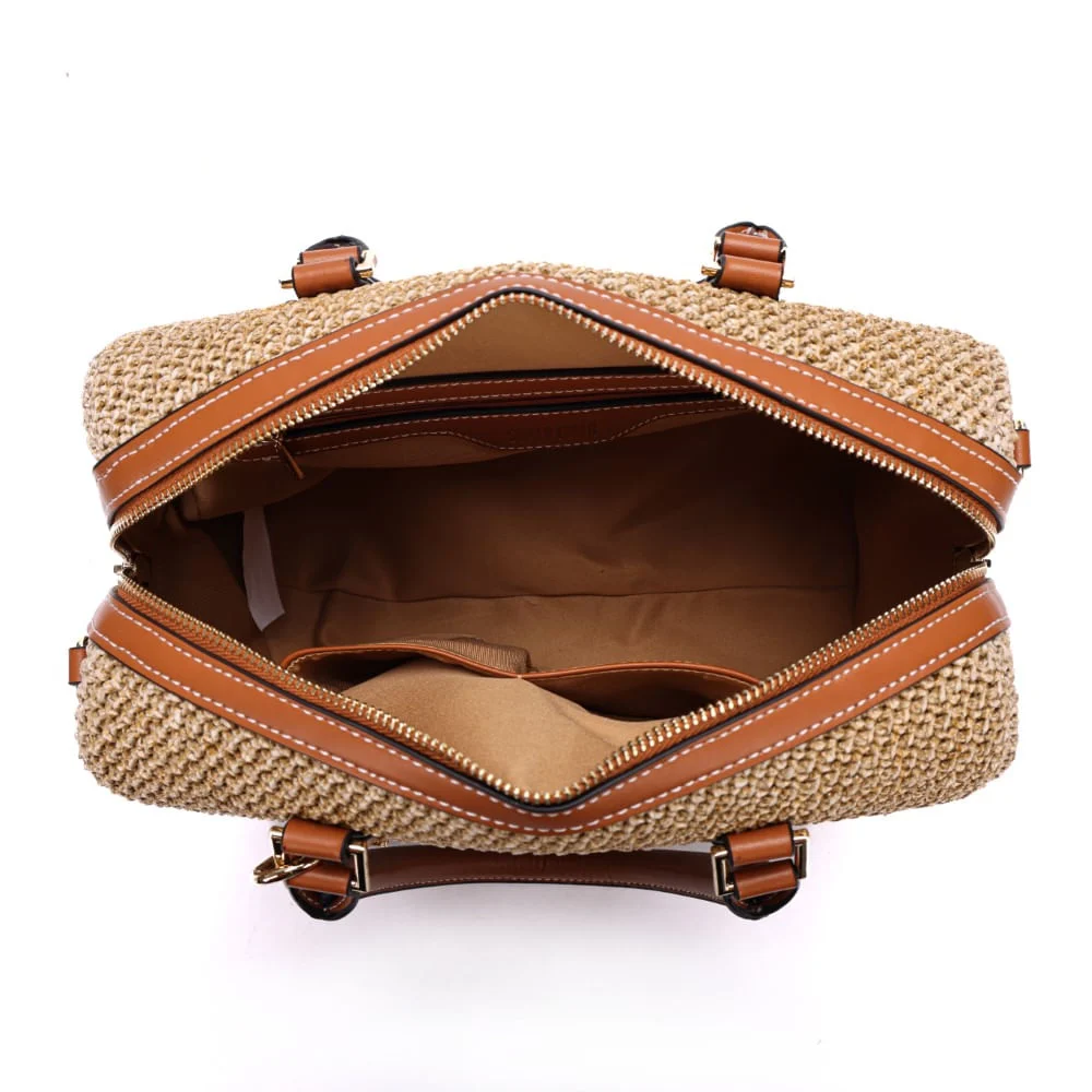 Bolsa Baú Gramde Palha Bege Sand Transversal - vista 7 de 7