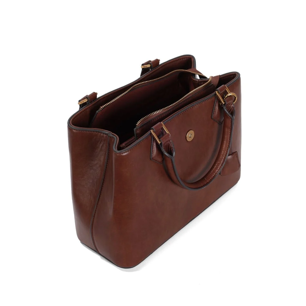 Bolsa Tote Grande Rústico Liso Marrom - vista 3 de 3