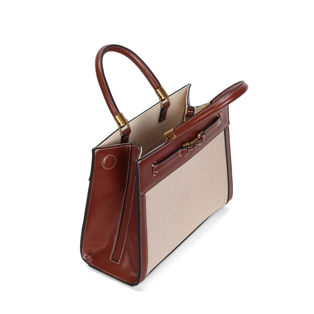 Bolsa Tote Canvas Bege Transversal Bridão - vista 3 de 3