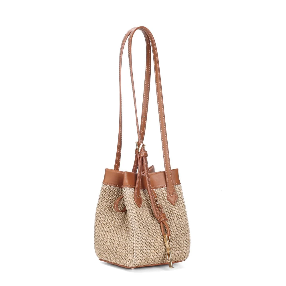 Bolsa Tiracolo Pequena Tramado Bege - vista 2 de 3