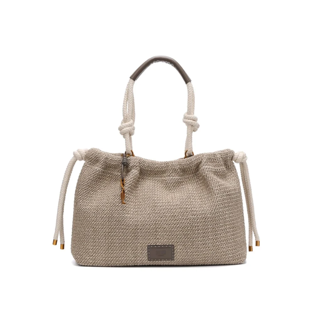 Bolsa Shopper Palha Grande Cinza Fog - vista 1 de 5