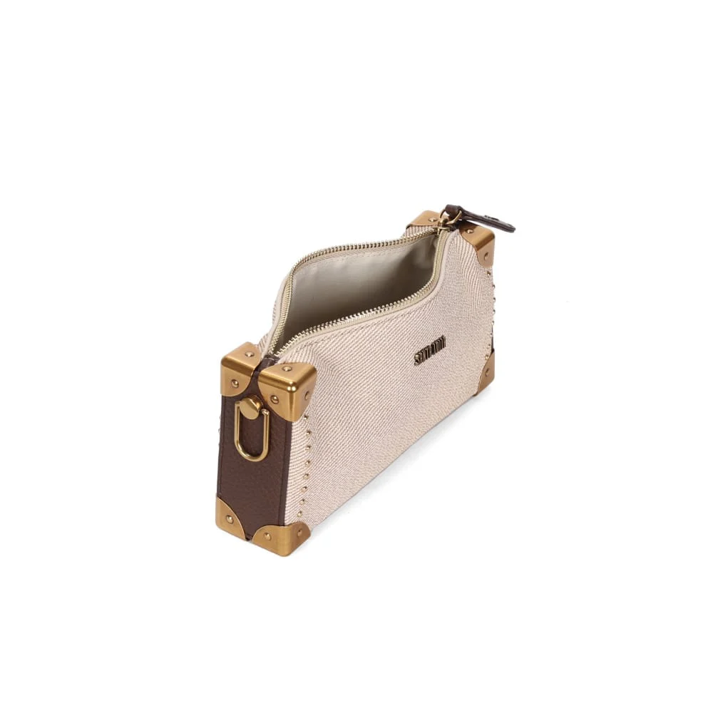 Bolsa Pequena Canvas Bege Alça De Ombro - vista 3 de 3