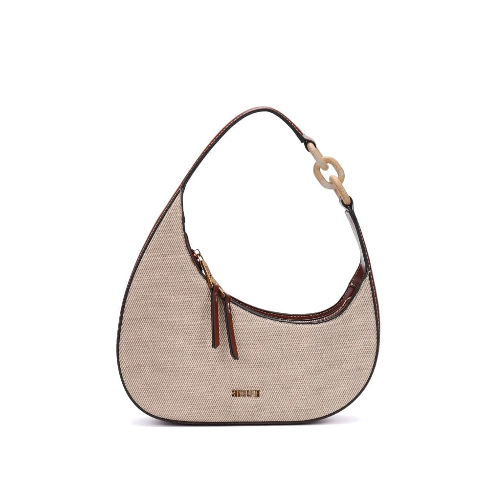 Bolsa Meia Lua Canvas Bege Alça De Ombro - vista 2 de 7