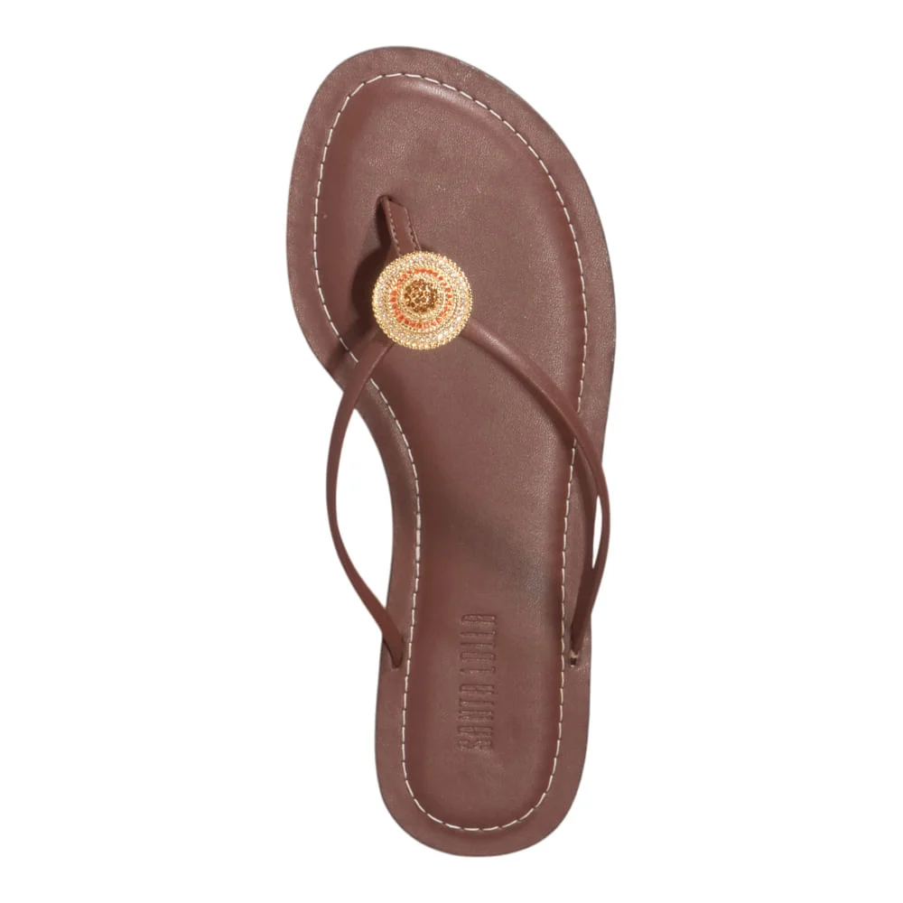Rasteira Napa Soft Marrom Pespontos - vista 5 de 5