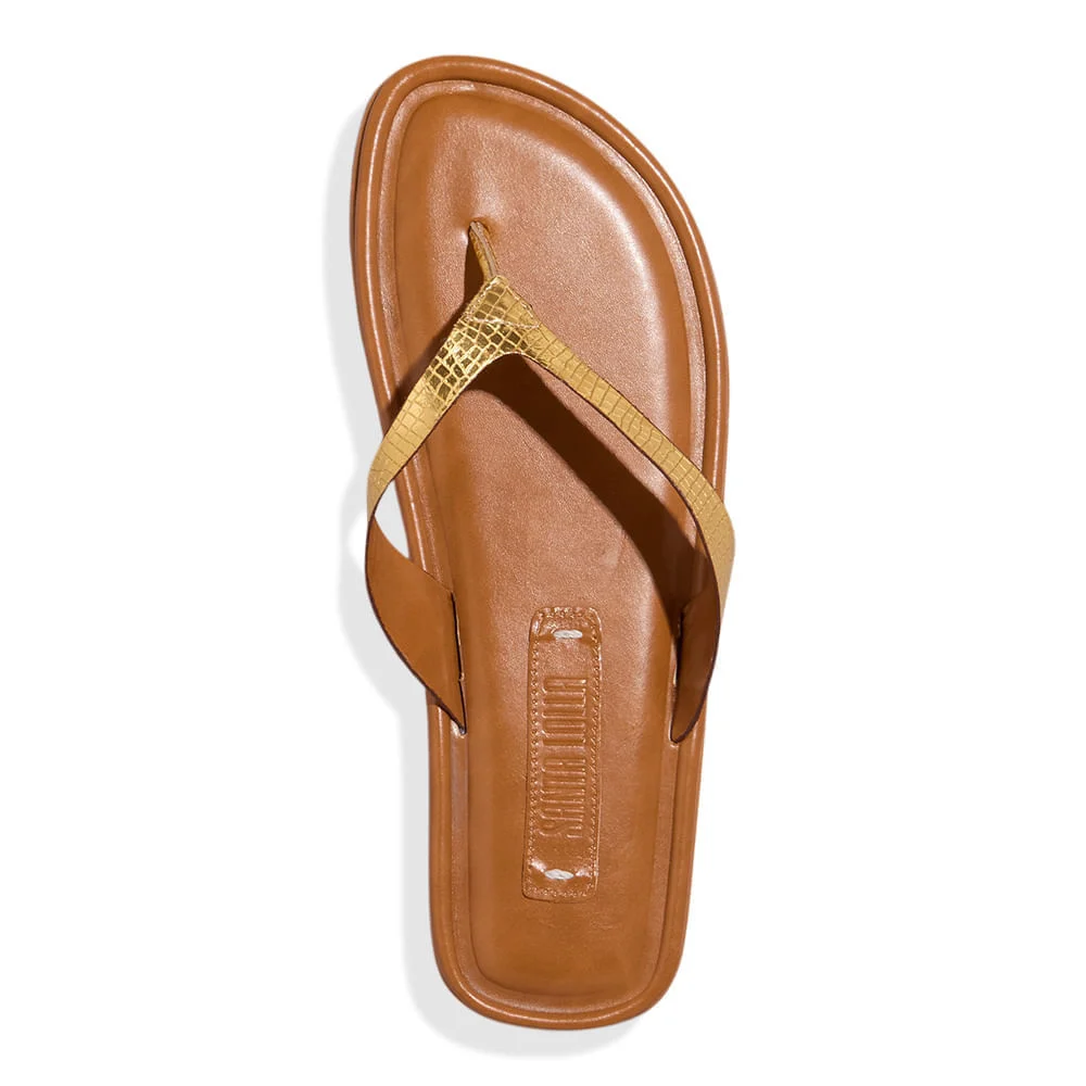 Rasteira Thong Cobra Dourada Metalizada - vista 4 de 4