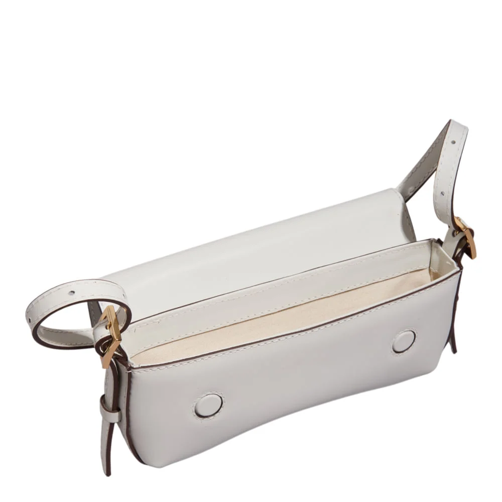 Bolsa Baguete Couro Soft New Marfim Alça de Ombro - vista 3 de 3